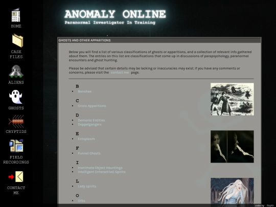 ghosts/glossary screenshot
