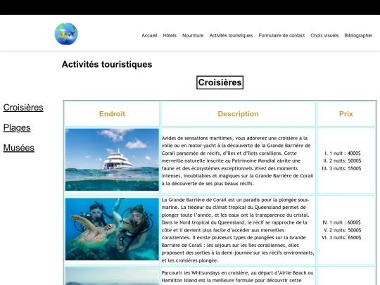 tp2/html/ActivitesTouristiques screenshot