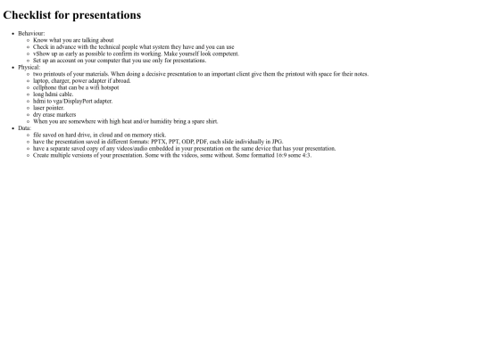 checklists/presentations screenshot