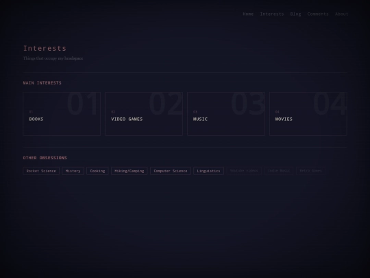 pages/interests screenshot