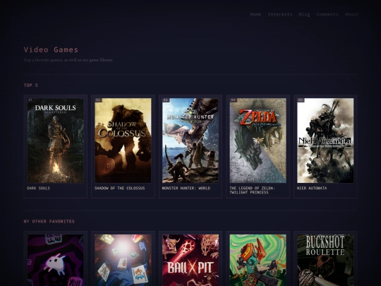 pages/videogames screenshot