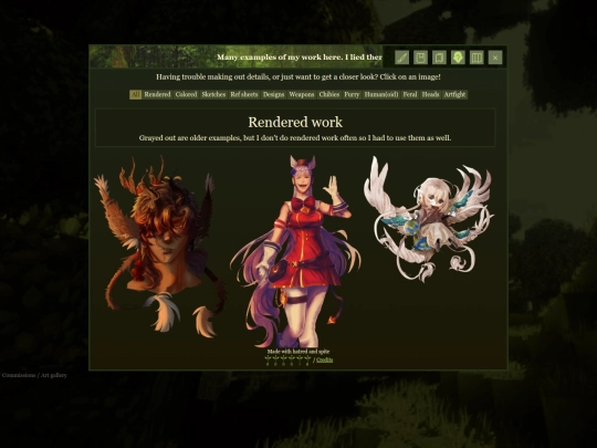 Commissions/Artexamples screenshot