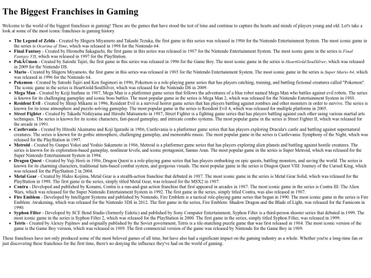 franchises screenshot