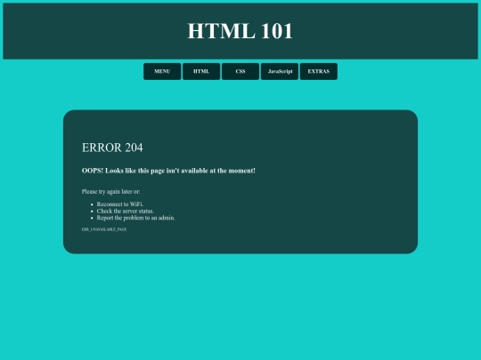 HTML 101 ERROR 204 screenshot