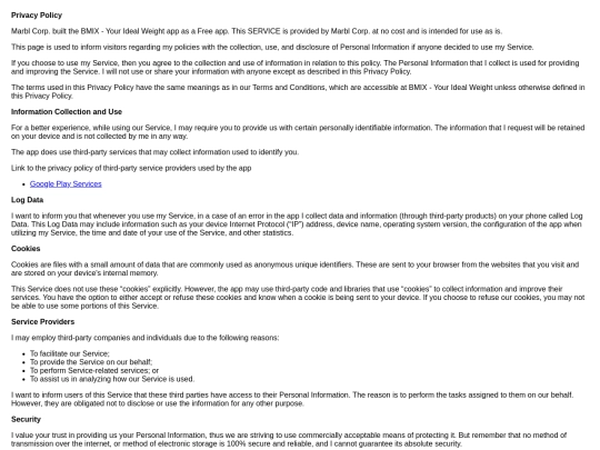 BMIX_privacypolicy screenshot