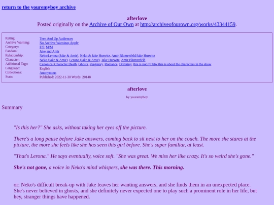 ao3fics/afterlove screenshot