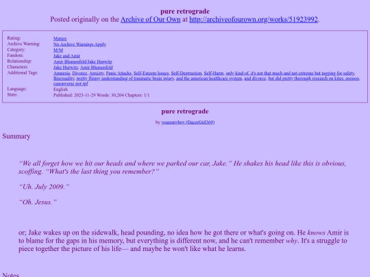 ao3fics/pure_retrograde screenshot