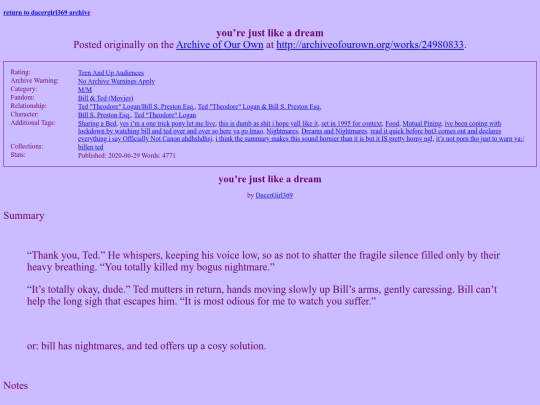 ao3fics/youre just like a dream screenshot