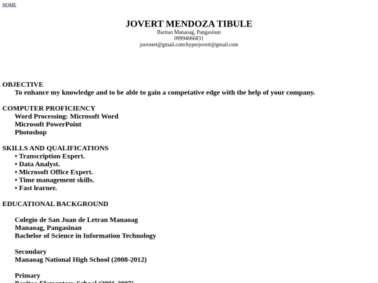 resume screenshot