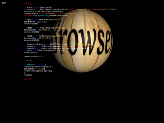 ThreeJsSpherewithjpgmaterial screenshot