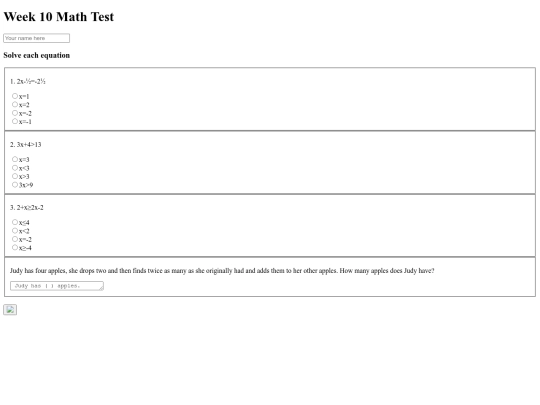 math-test screenshot
