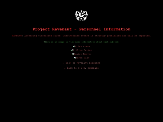 G.U.N. Website/about_the_subjects screenshot