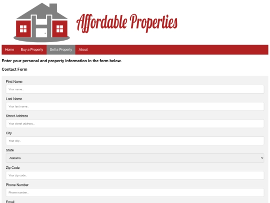 Student Websites/Affordable Properties - Justin Reeves/Sell screenshot