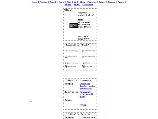 Myspace2005/Nick screenshot