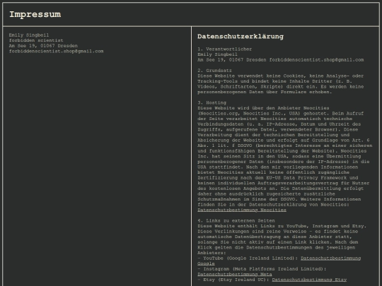 Impressum screenshot