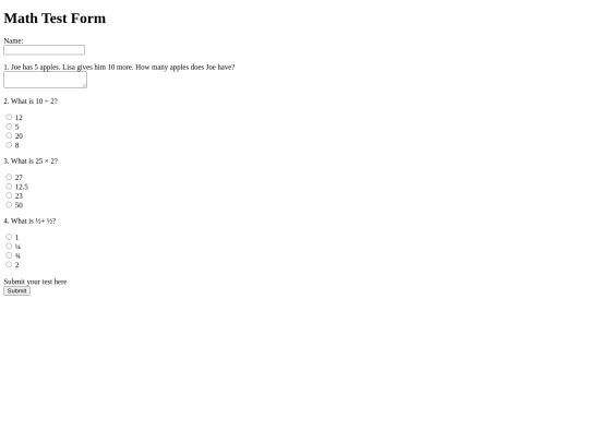 Math-Test-Form screenshot