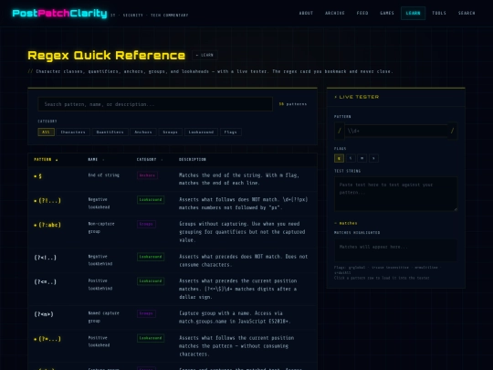 regex-reference screenshot