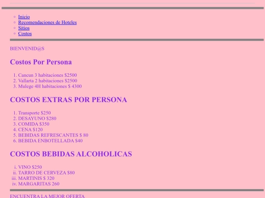 Paginas/Costos screenshot