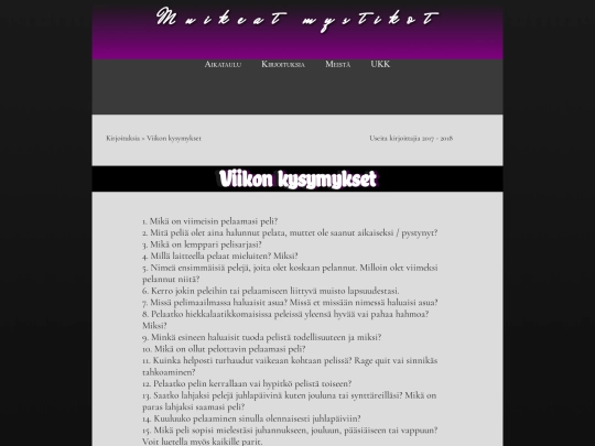 kirjoituksia/viikon-kysymykset screenshot