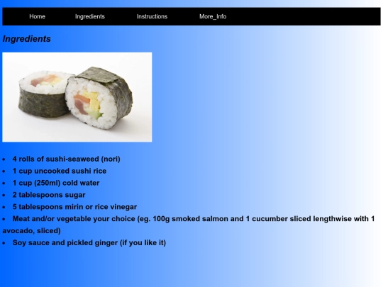 Ingredients screenshot