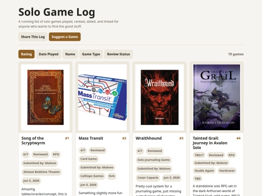 solo-game-log screenshot