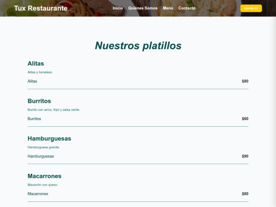 menu screenshot