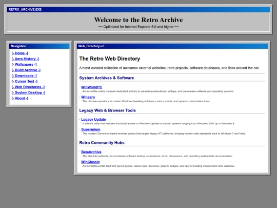 links screenshot