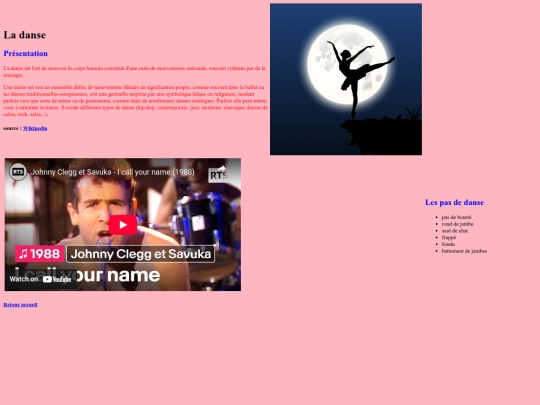 Page Web/Danse screenshot