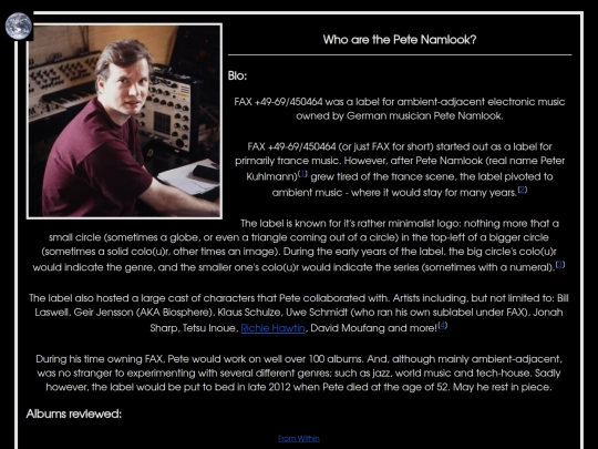 shelf/artists/FAX screenshot