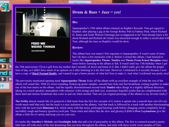 shelf/artists/Squarepusher/albums/feed-me-weird-things screenshot