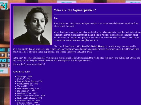 shelf/artists/Squarepusher screenshot