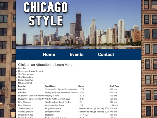 events screenshot