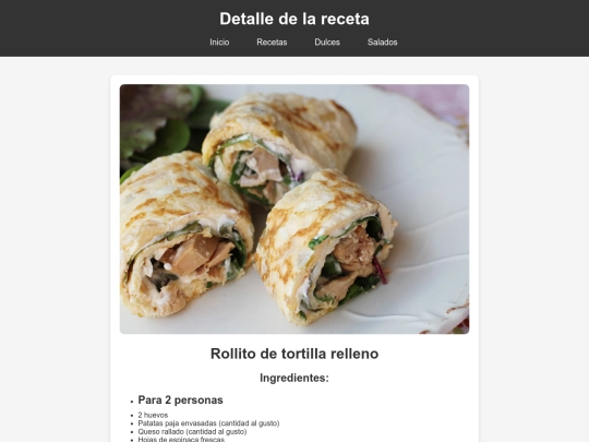 recetas/Rollo de tortilla relleno screenshot