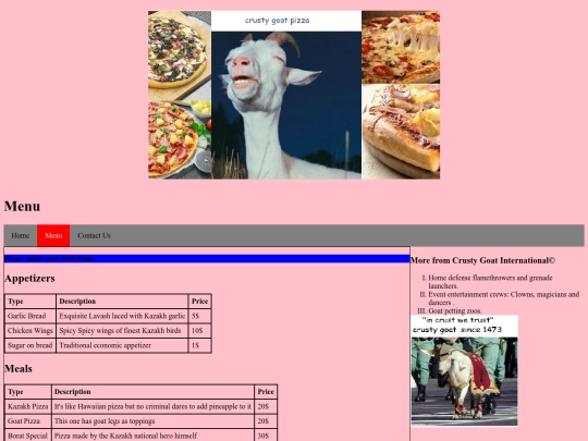 Menu screenshot
