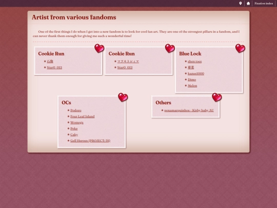 fixations/artists screenshot