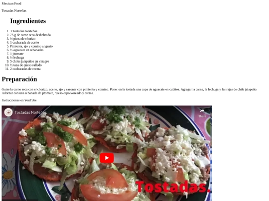 pastas/tostadas screenshot
