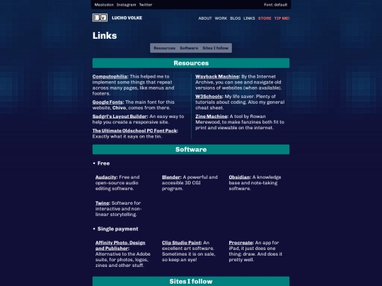 links screenshot