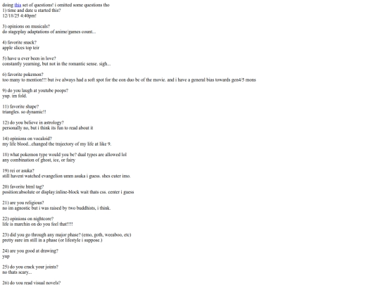 questions screenshot