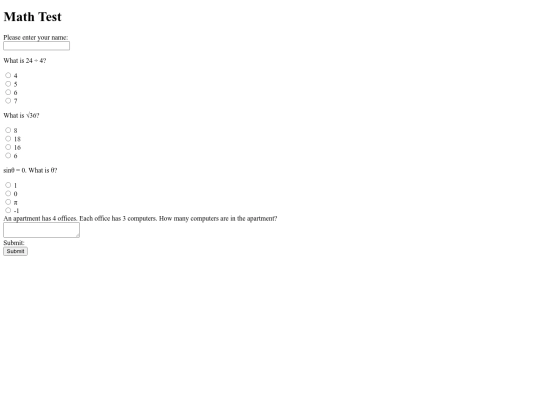 math_test screenshot