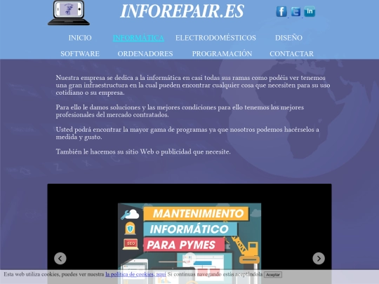sitios web/IMFOREPARAIR/informatica screenshot