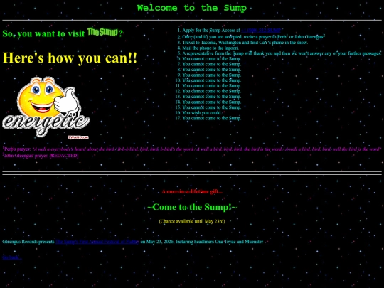 gleengus/sump/rules-of-the-sump screenshot