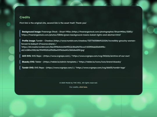 theveilcard/credits screenshot