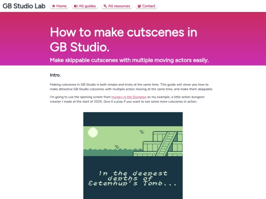 guides/how-to-make-gb-studio-cutscenes screenshot