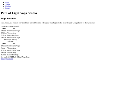 schedule screenshot