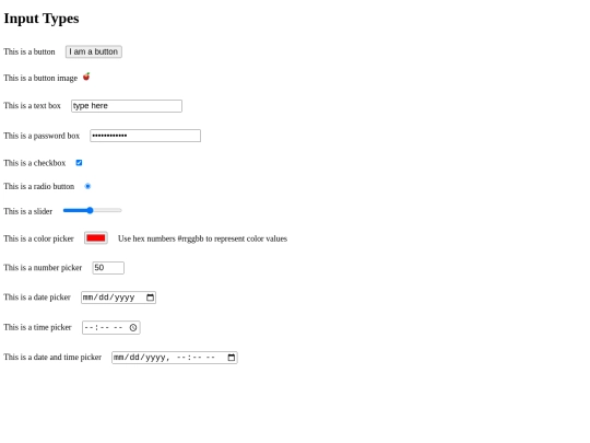 InputTypes screenshot