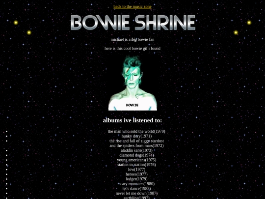home/musiczone/bowieshrine screenshot
