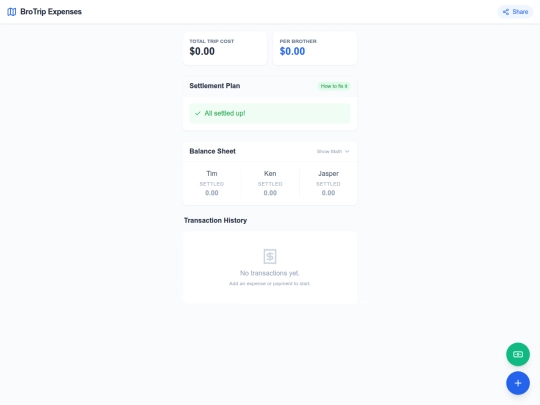 projects/BroTrip Expenses screenshot