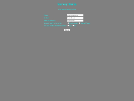 Survey Form/survey screenshot