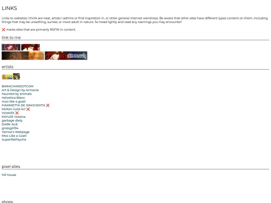 links screenshot