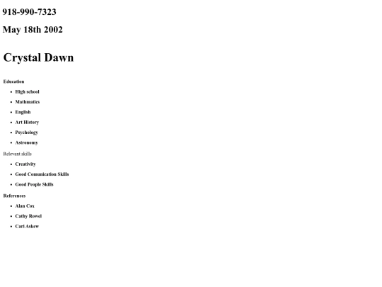 resume screenshot